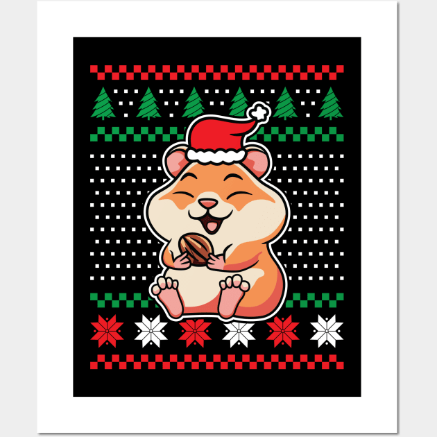 Ugly Christmas Sweaters Cute Hamster Wall Art by JS Arts